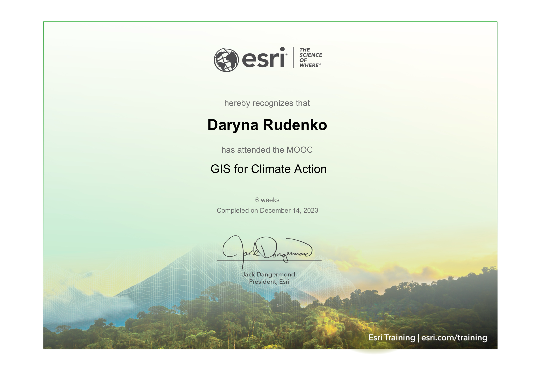 GIS for Climate Action certificate preview